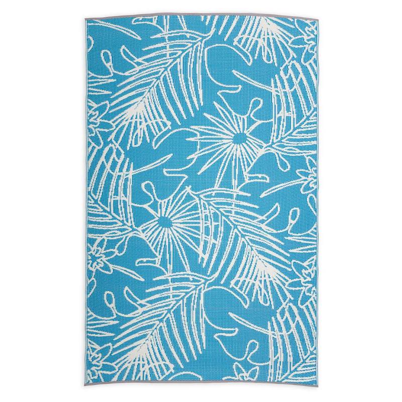 Recycled Plastic Indoor/Outdoor Rugs 4x6 - Palm Turquoise